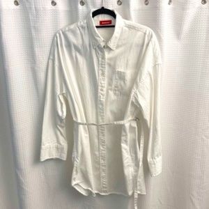 Belted Cotton-Canvas Shirt Dress